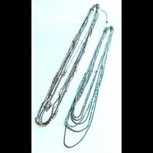 Premier Designs Boho Seed Bead Necklace Lot Blue Silver & Brown Gold
